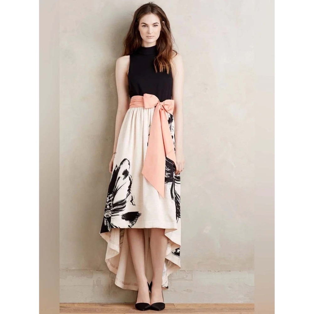 Anthropologie Moulinette Soeurs Sumi Gown Size 8 Black Floral Maxi Dress *READ